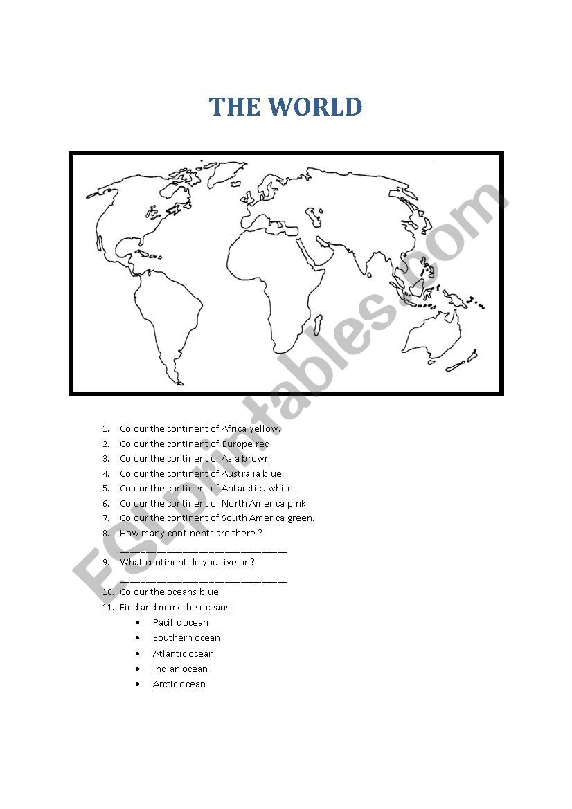 the world worksheet