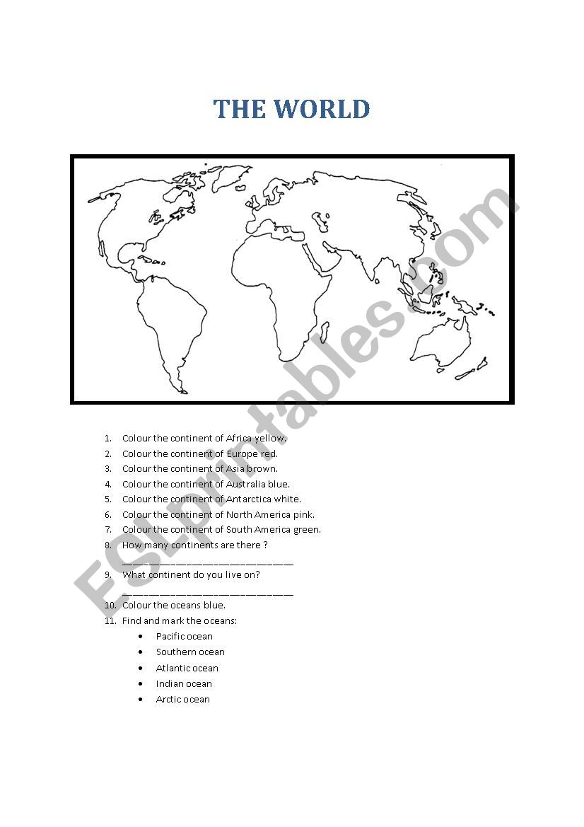the world worksheet
