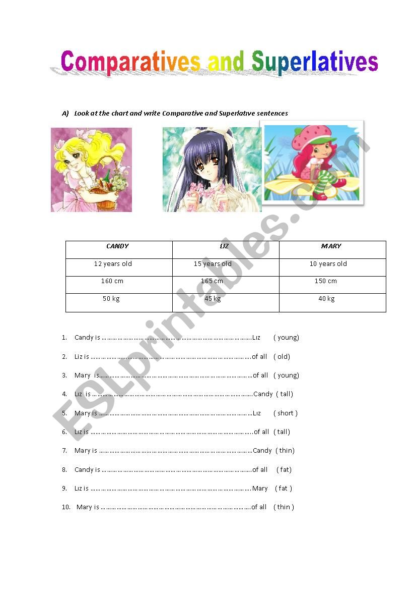 Comparatives and Superlatives worksheet