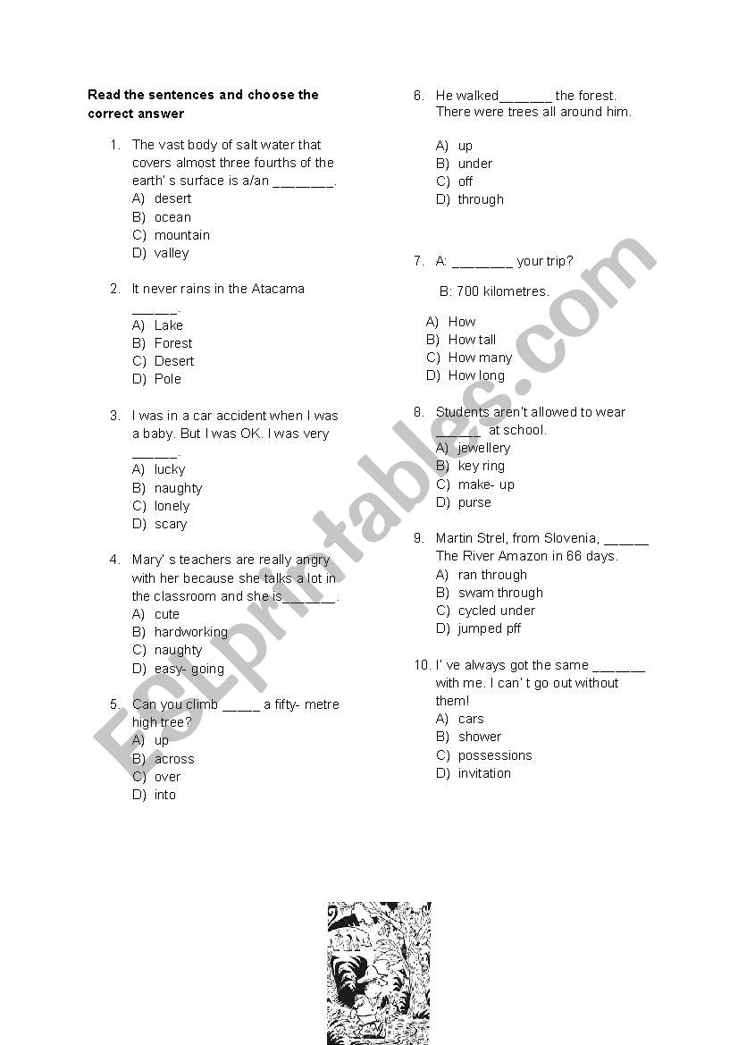 TEST FOR DIFFERENT VOCABULARY worksheet