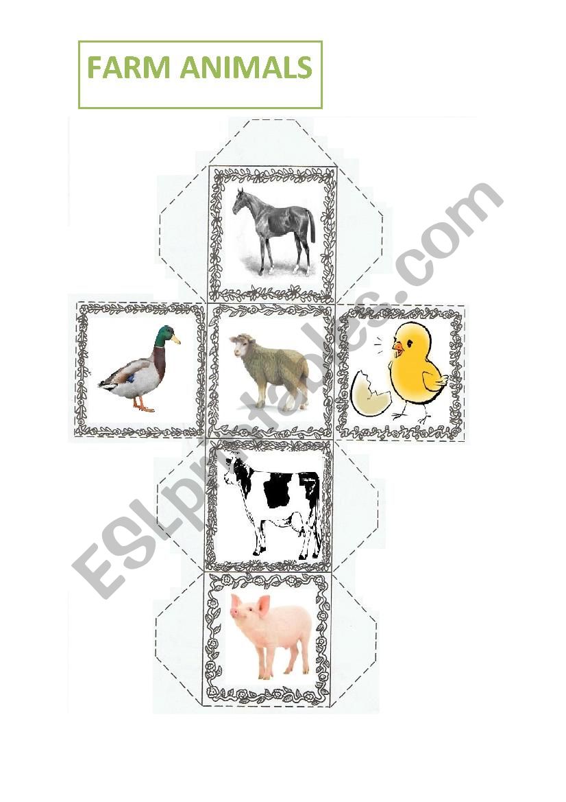 Farm animals - flashcards and dice