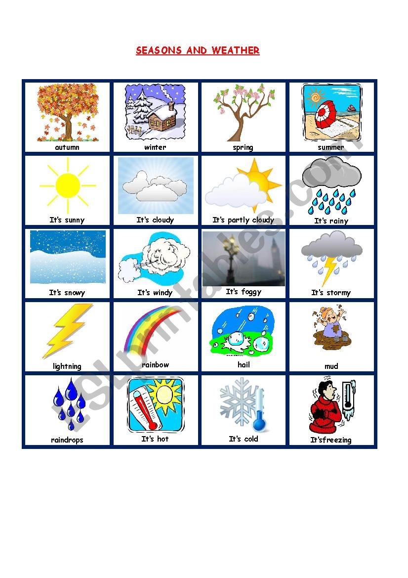 SEASONS ANS WEATHER PICTIONARY