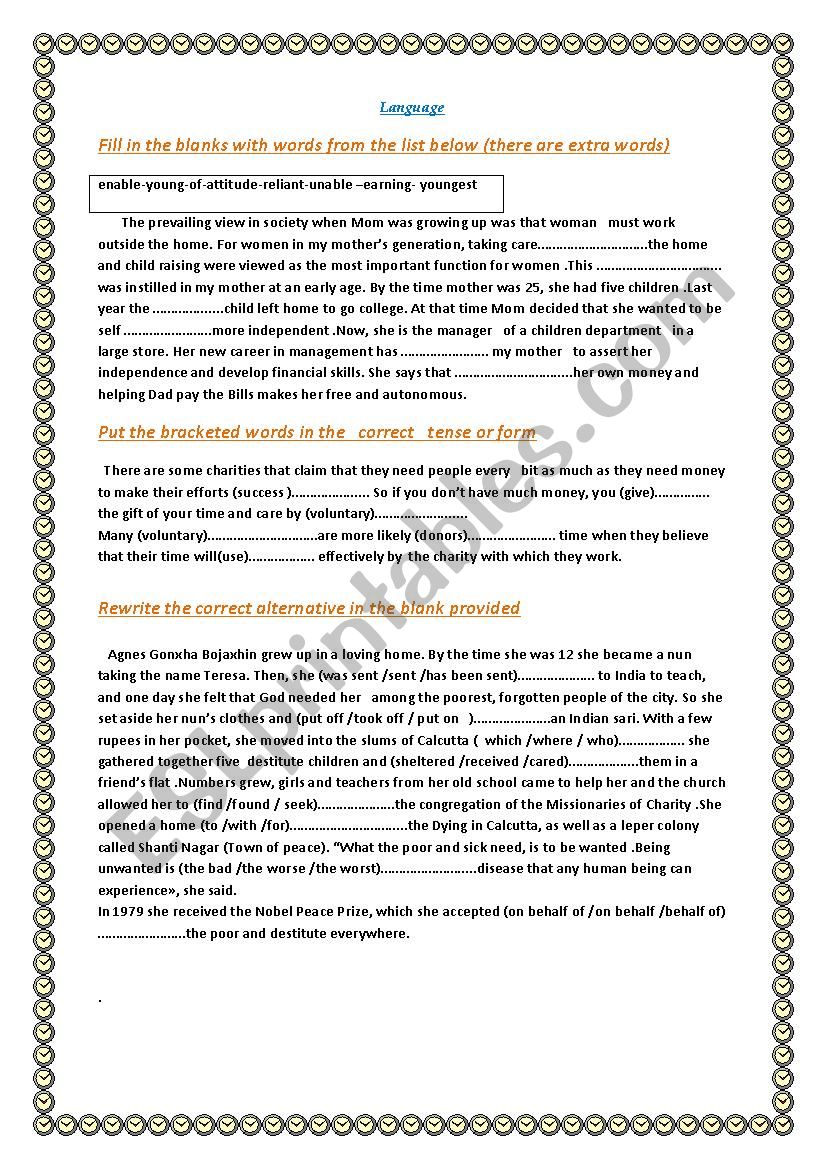 language worksheet