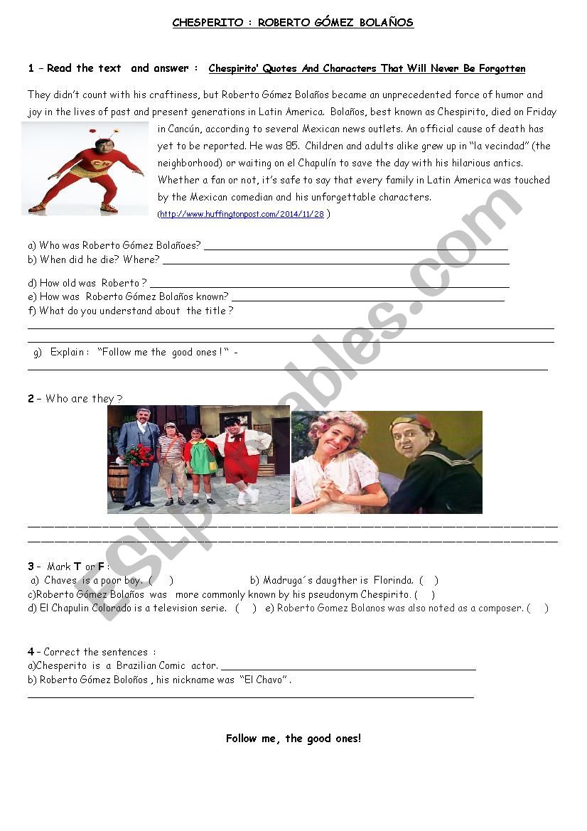 Chesperito  worksheet