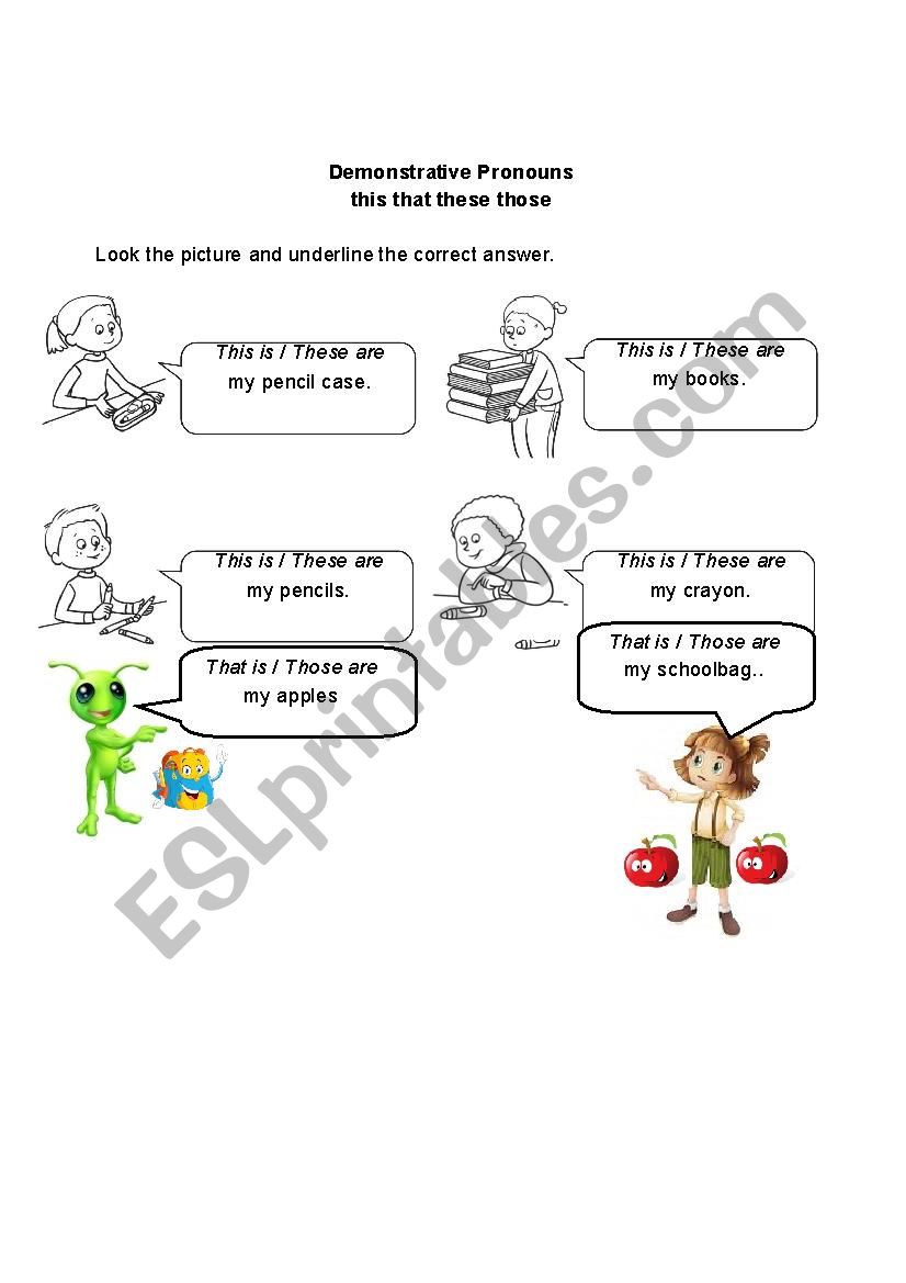 Demonstrative Pronouns worksheet