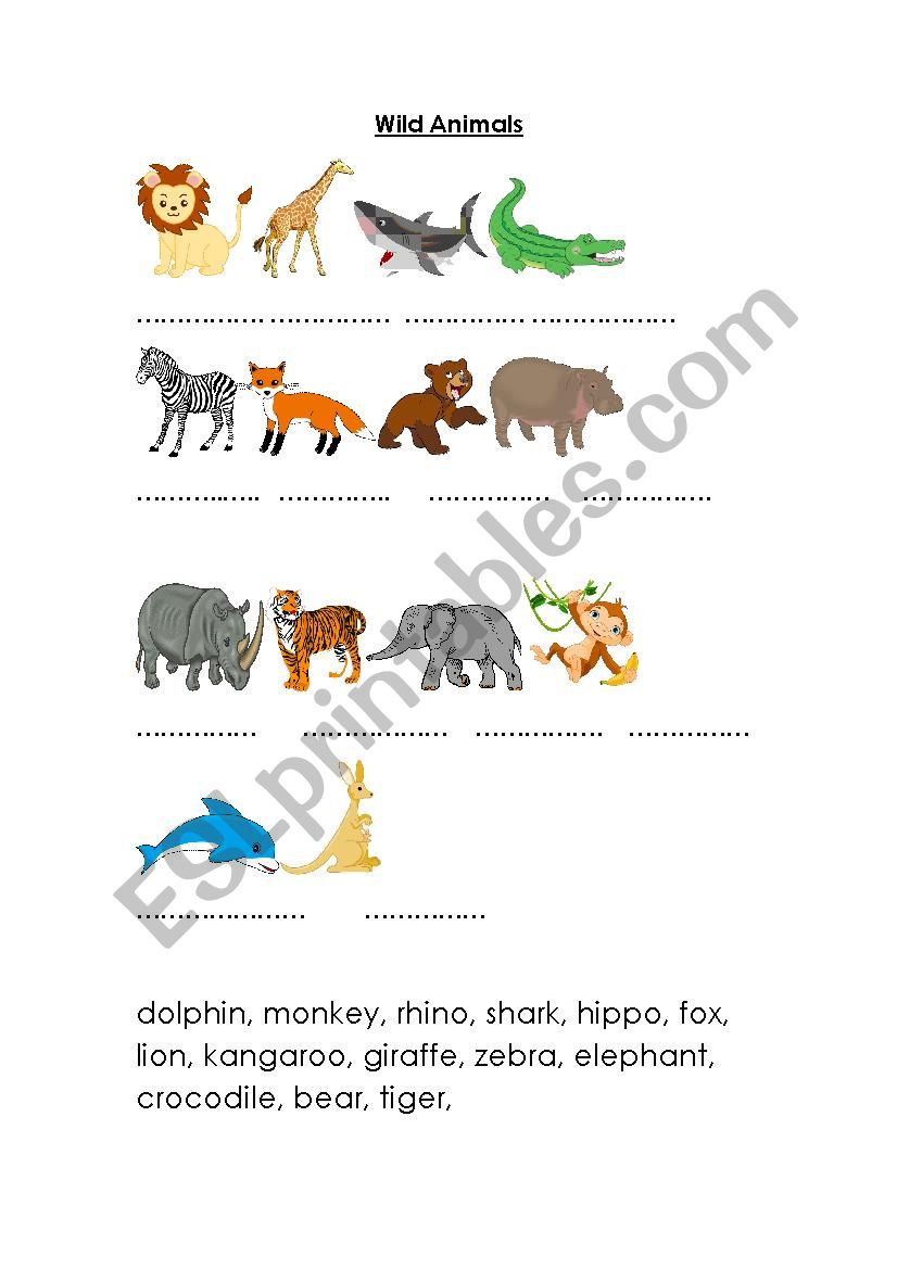 Wild and Farm Animals worksheet