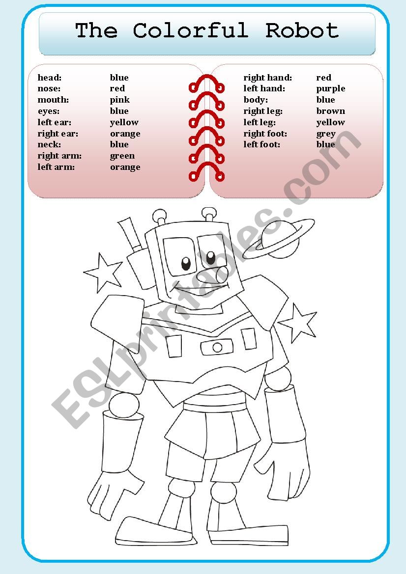 The Colorful Robot ESL Worksheet By Reina79