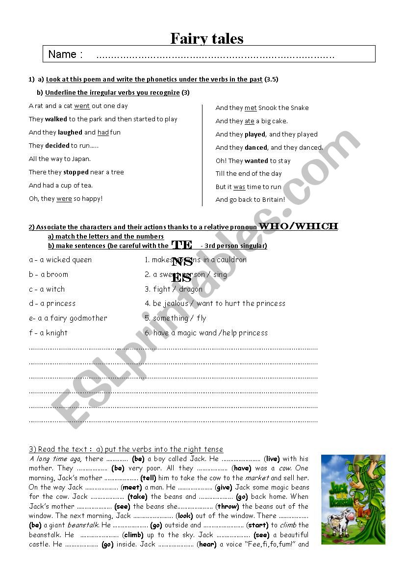 fairy tales worksheet