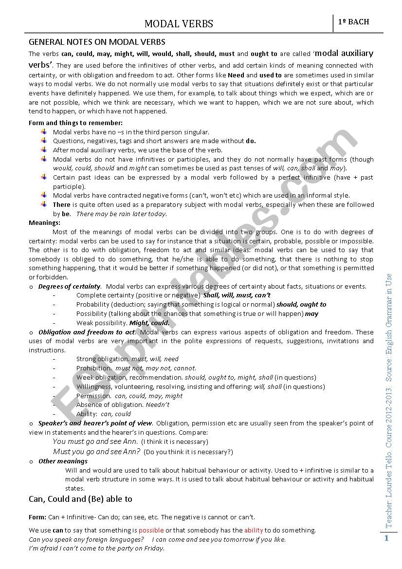 LEARN MODAL VERBS! worksheet