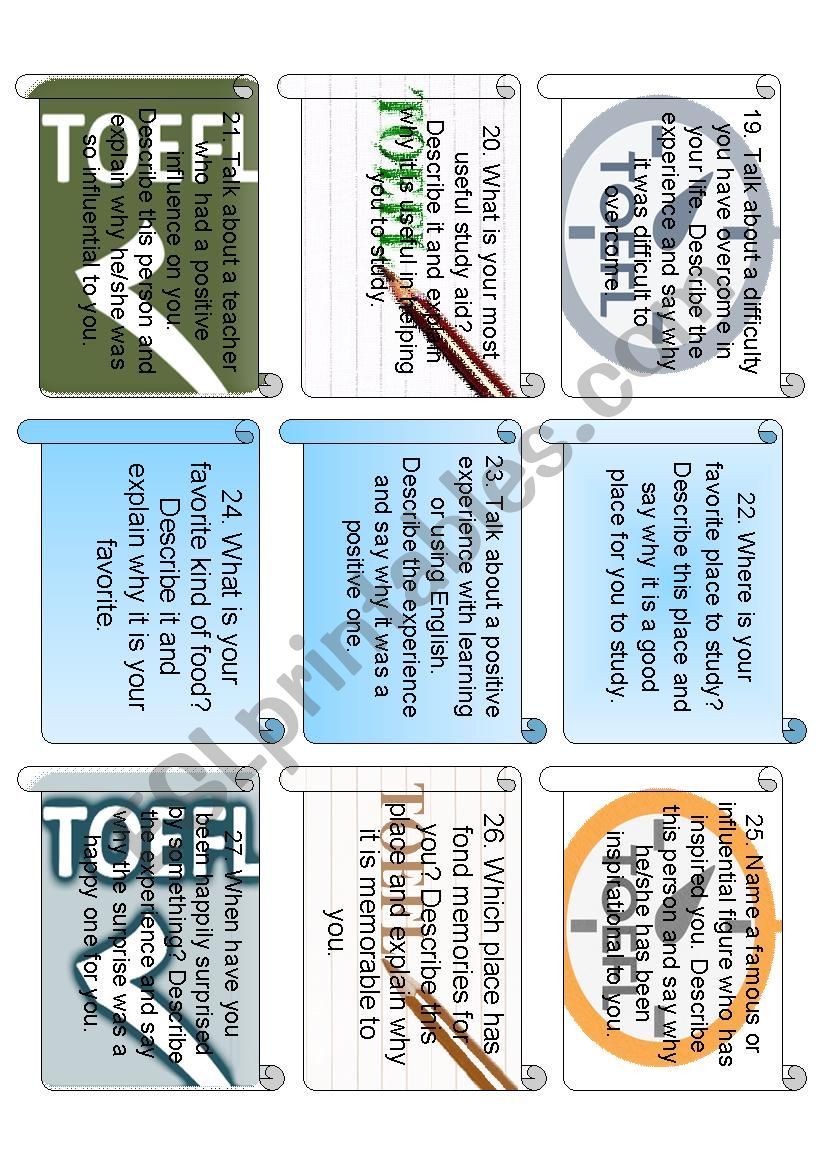 TOEFL SPEAKING SAMPLE 3 worksheet