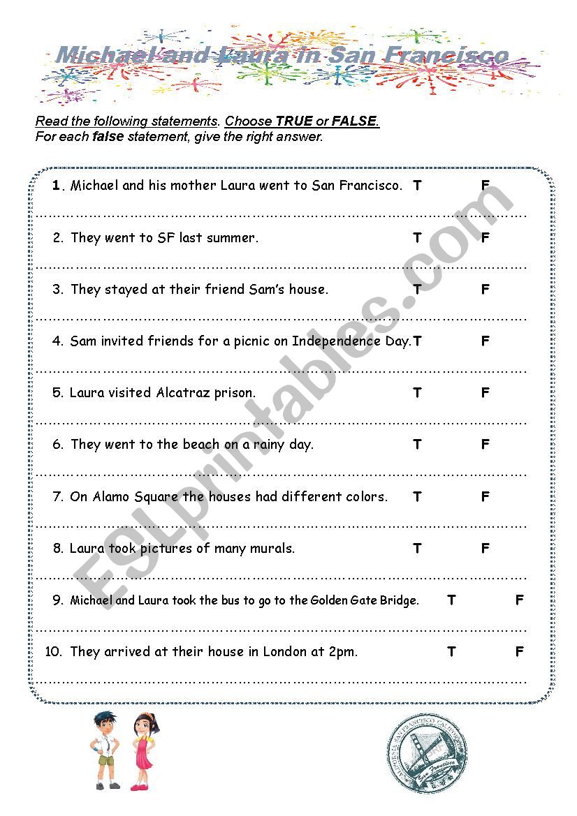 MandL in SF True or False worksheet