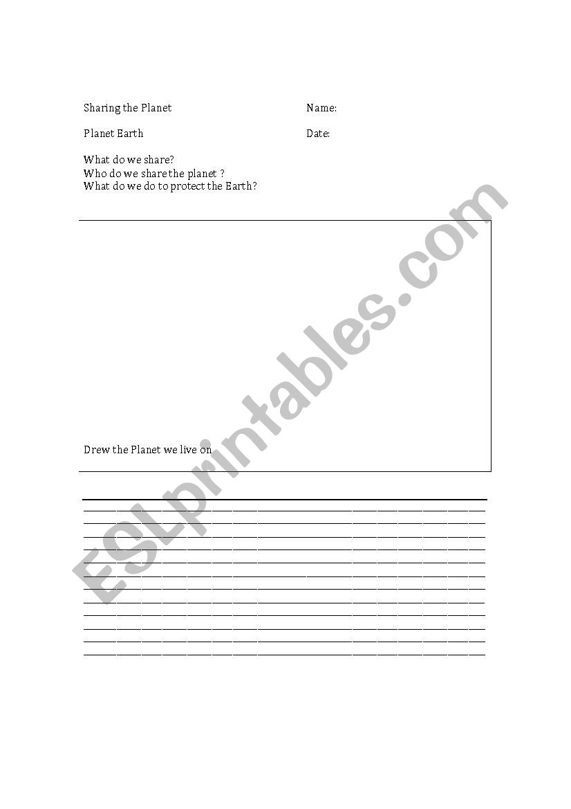 Planet Earth worksheet