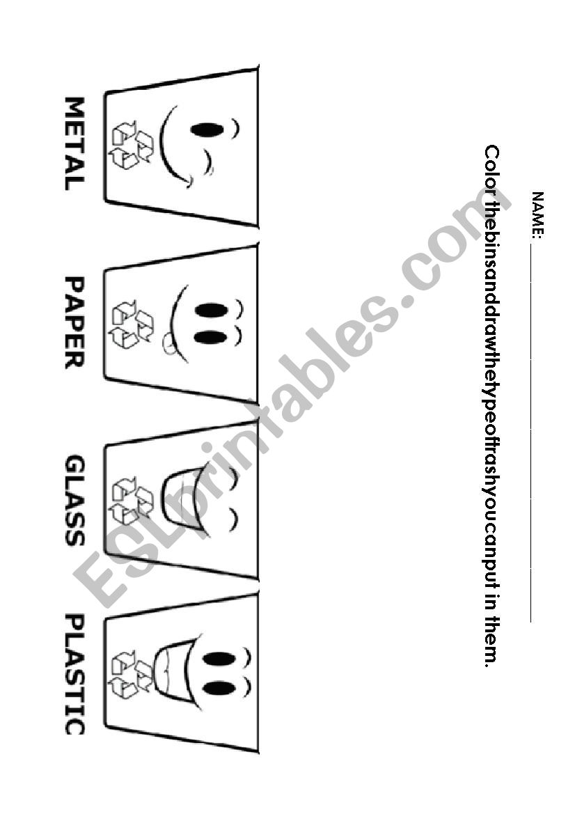 Recycle Bins worksheet