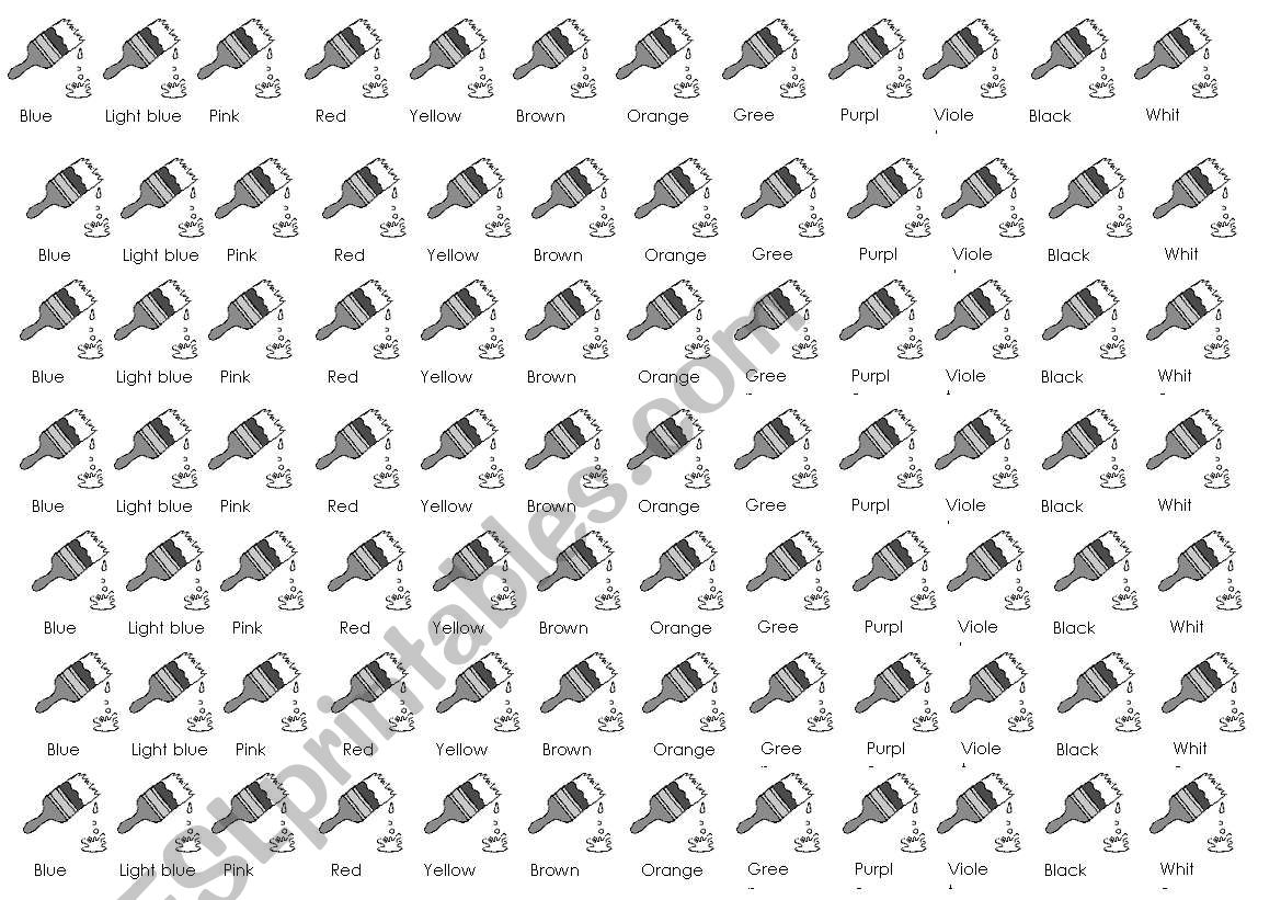 Paintbrushes worksheet