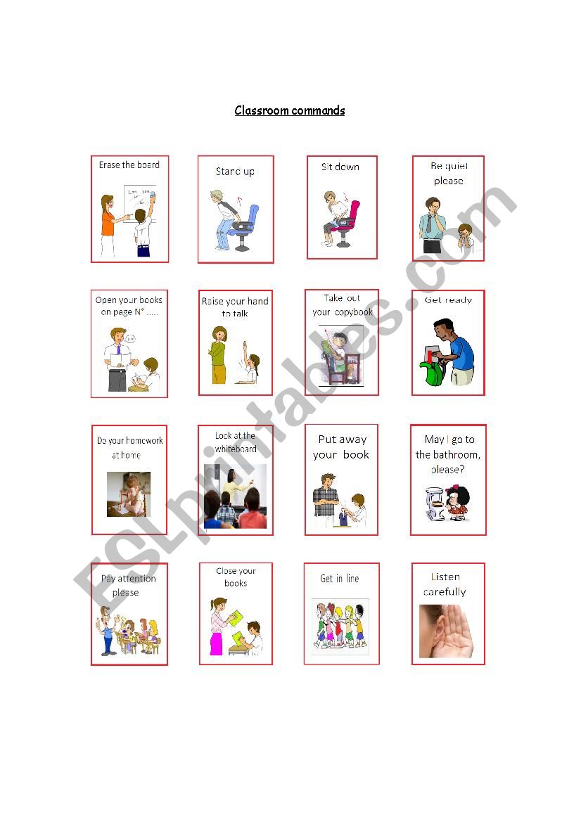 Classroom commands worksheet