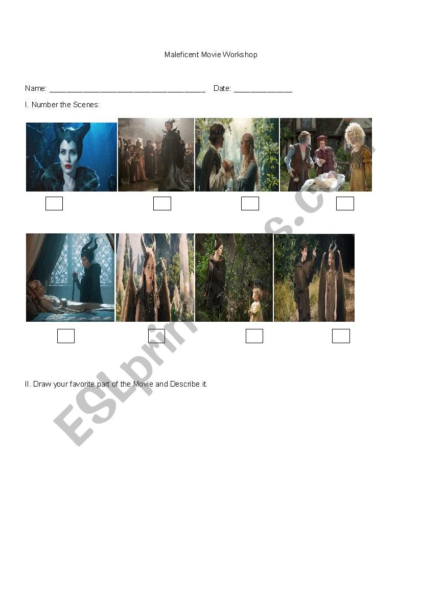 Workshop Maleficent worksheet