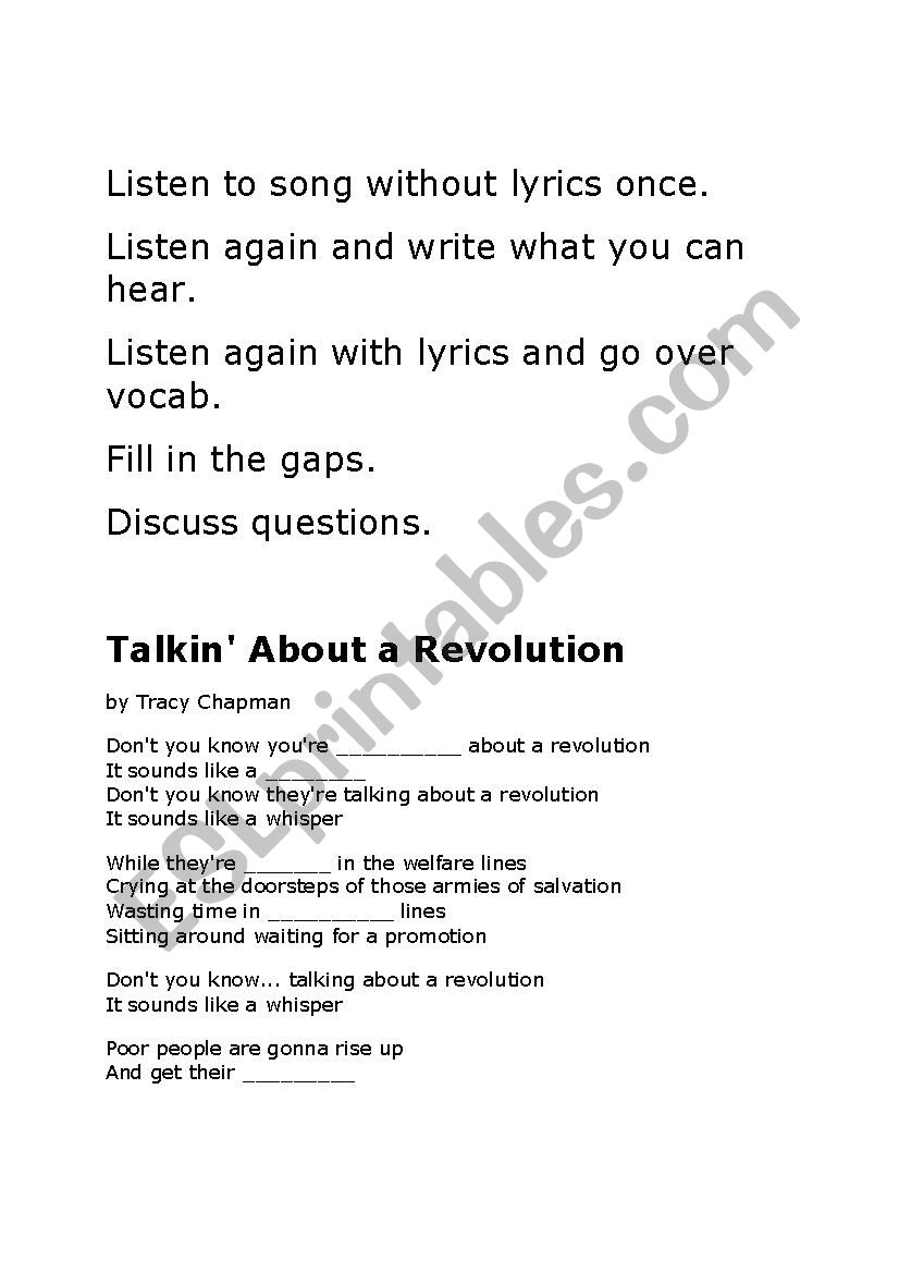 Talking about a revolution - song 
