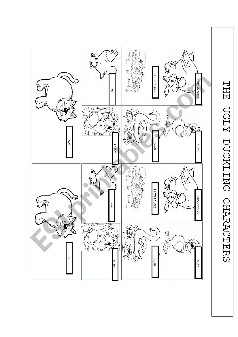 THE UGLY DUCKLING CHARACTERS worksheet