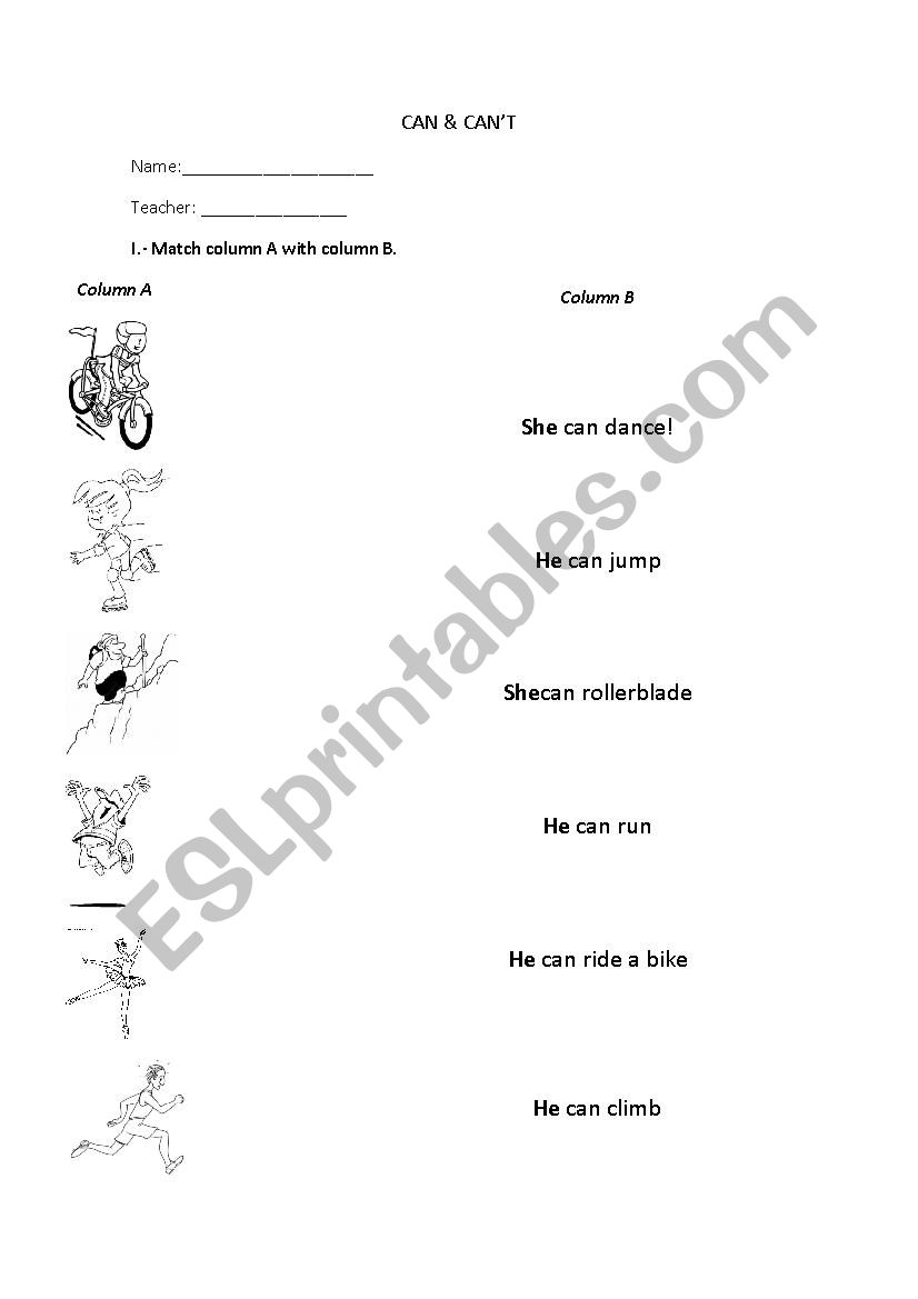 CAN & CANT worksheet