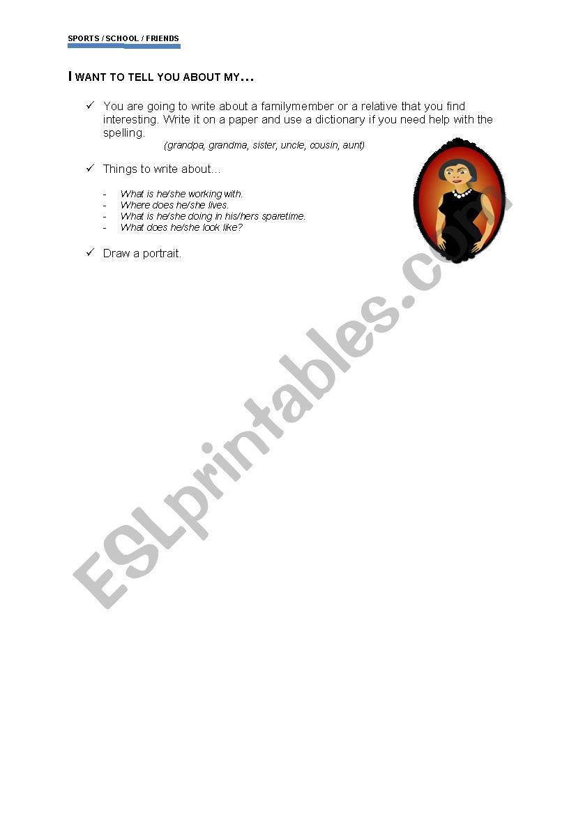 Describe a familymember worksheet