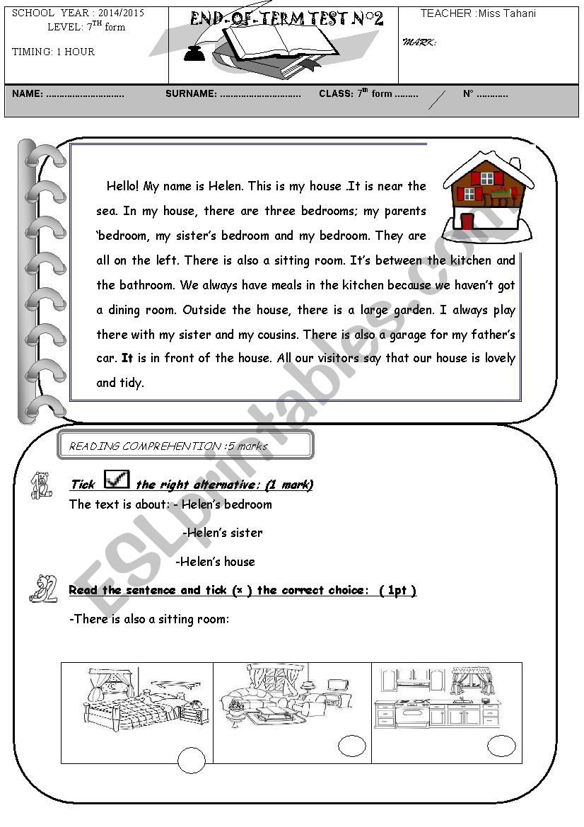 7th end 2 worksheet