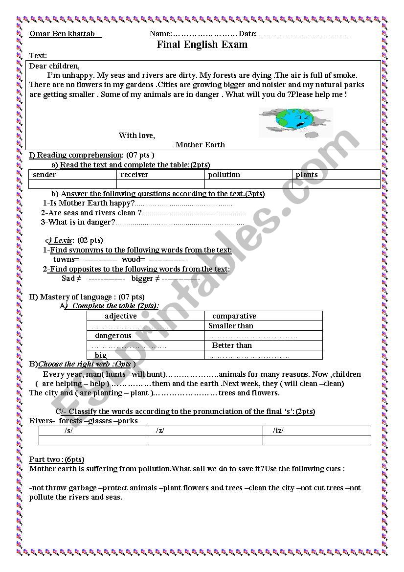 test for the 9th form worksheet