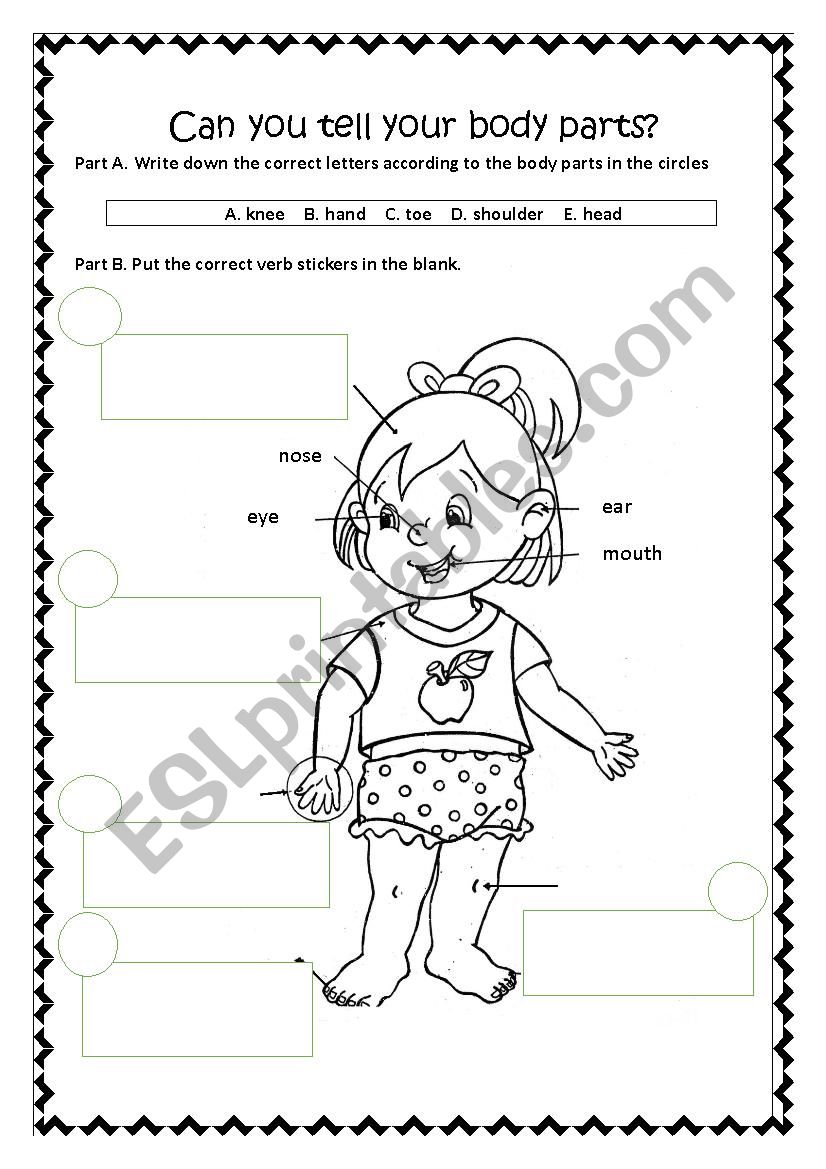 Can you tell your body parts? worksheet