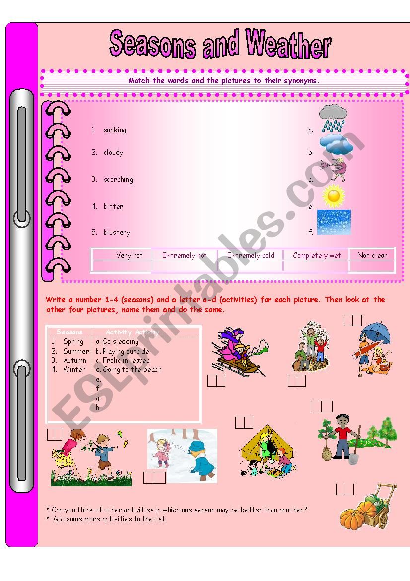 Seasons and Weather worksheet