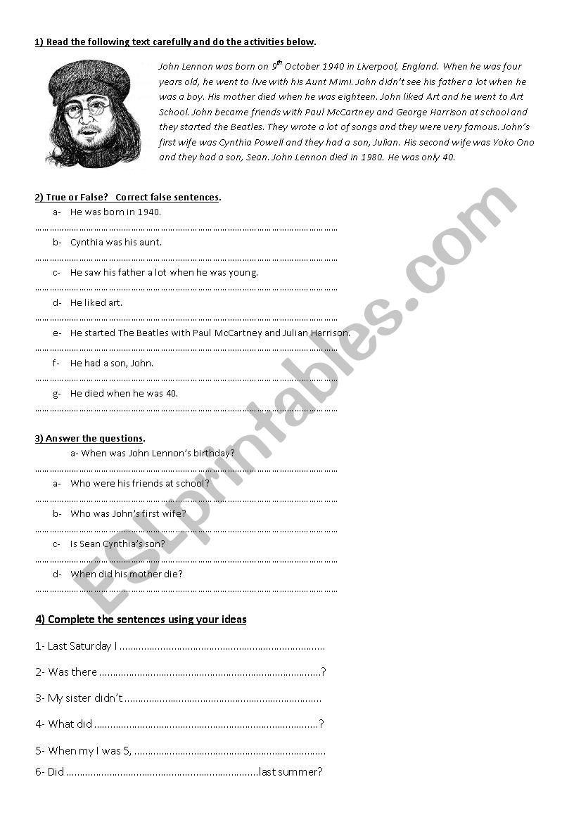 Past Simple worksheet