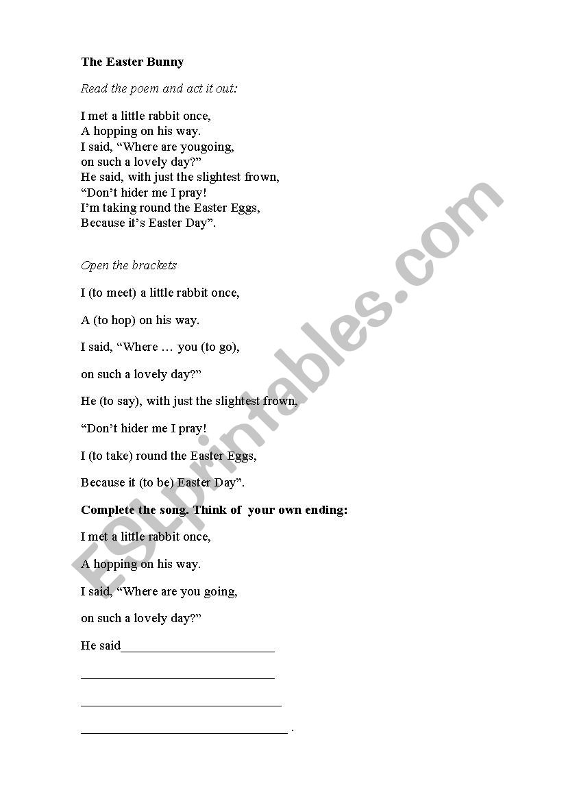The Easter Bunny worksheet