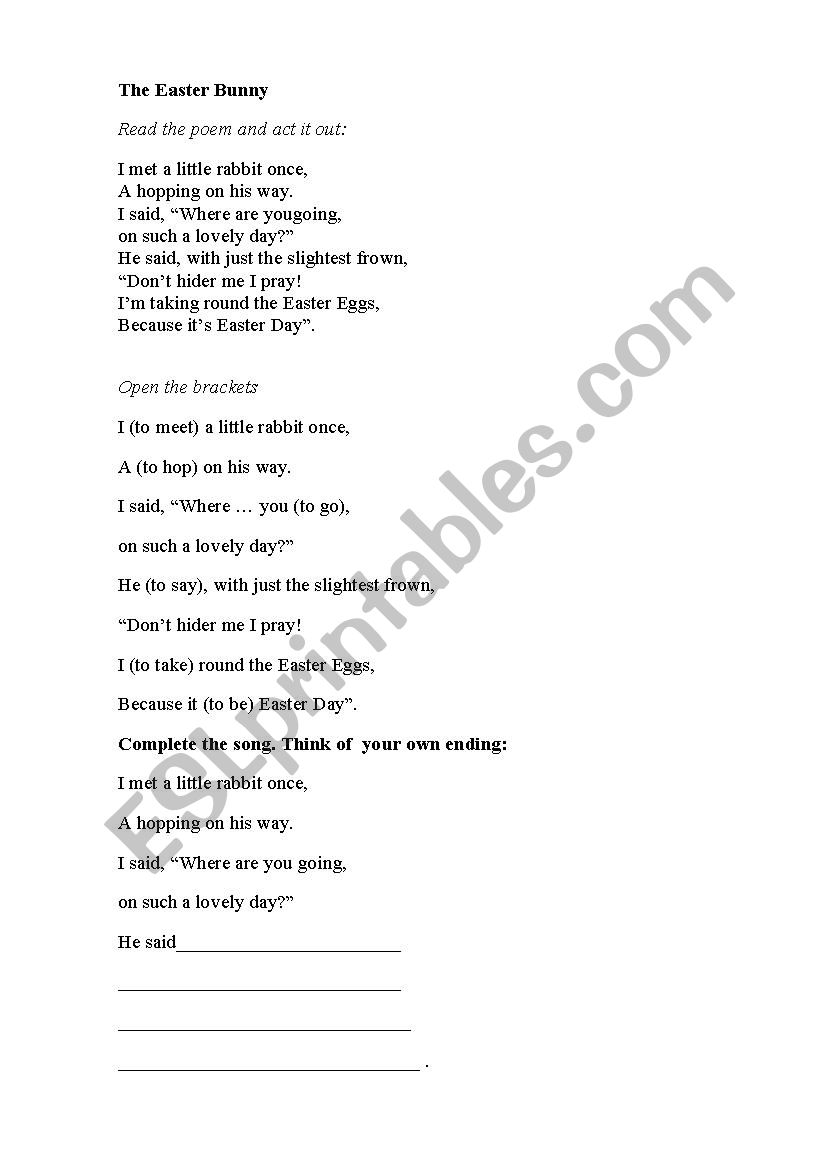 The Easter Bunny - ESL worksheet by anniram