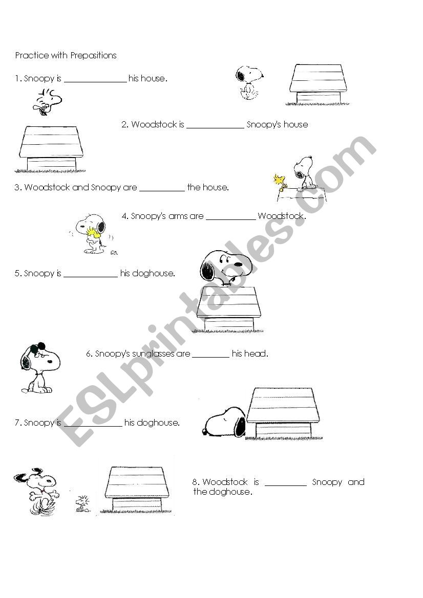Prepositions of Place with Snoopy