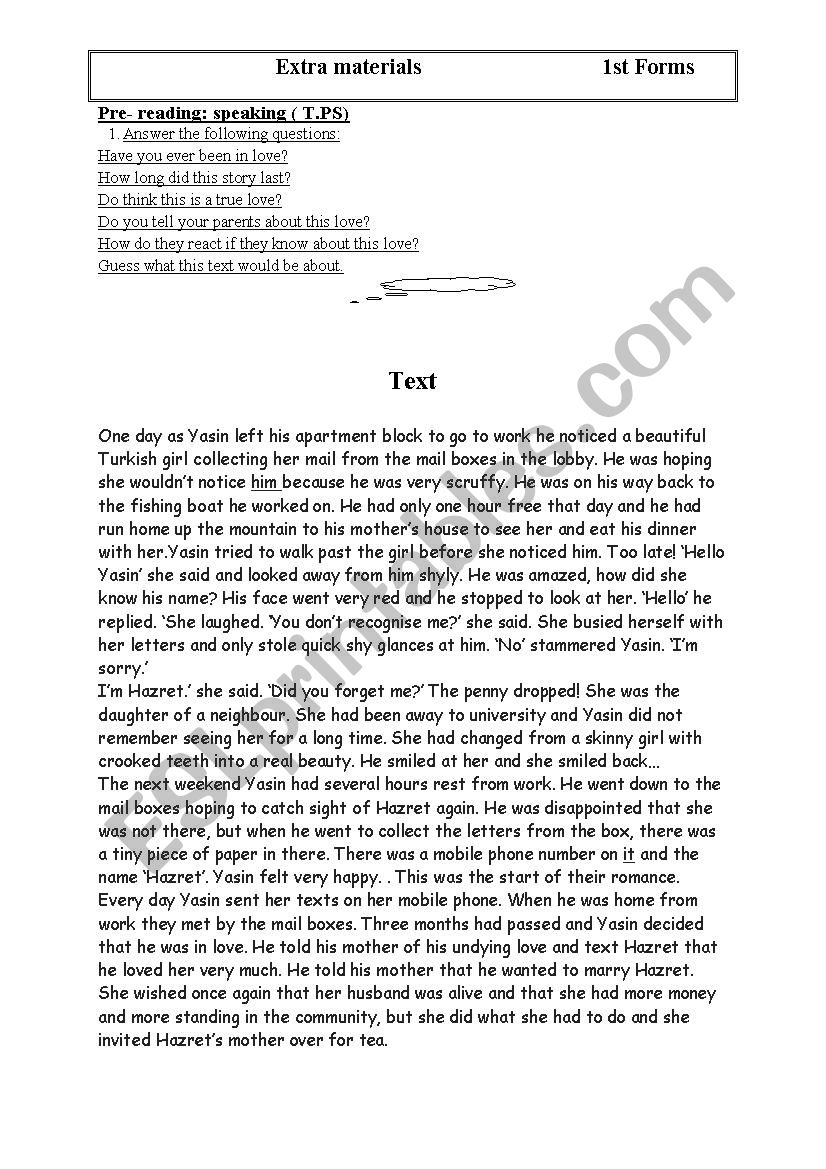 a sad love story worksheet