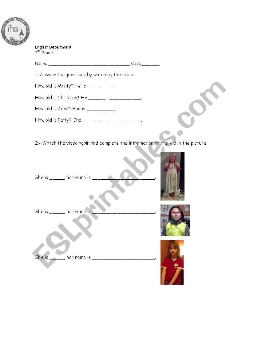 Im 7 years old worksheet