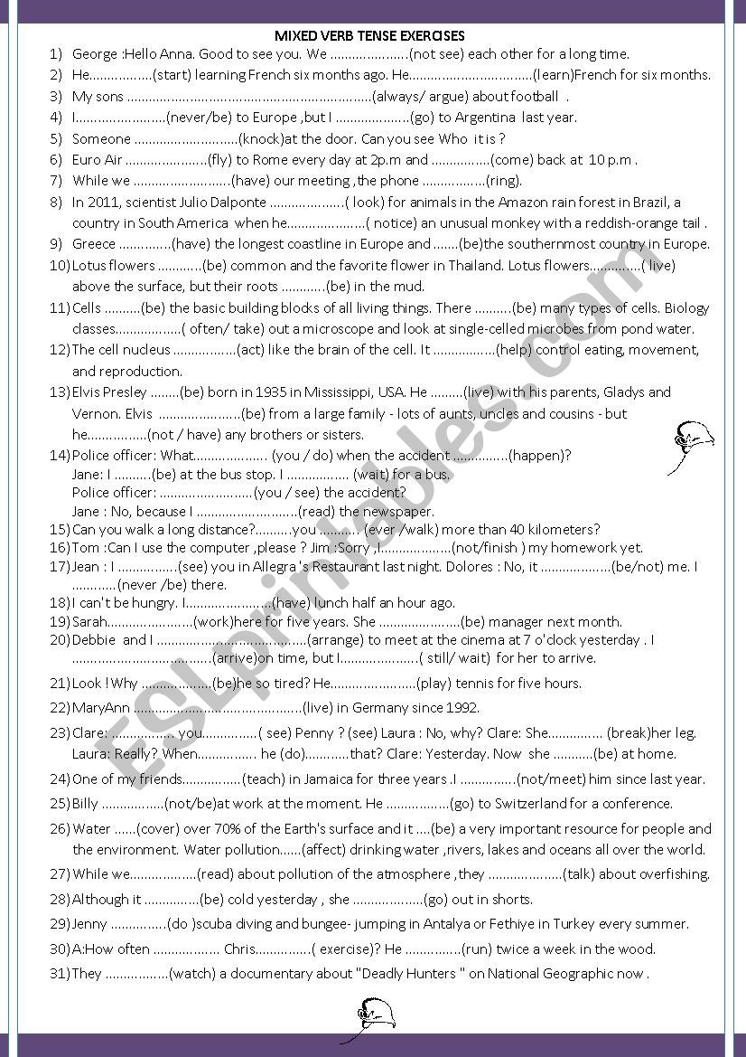 Mixed Verb Tense  worksheet