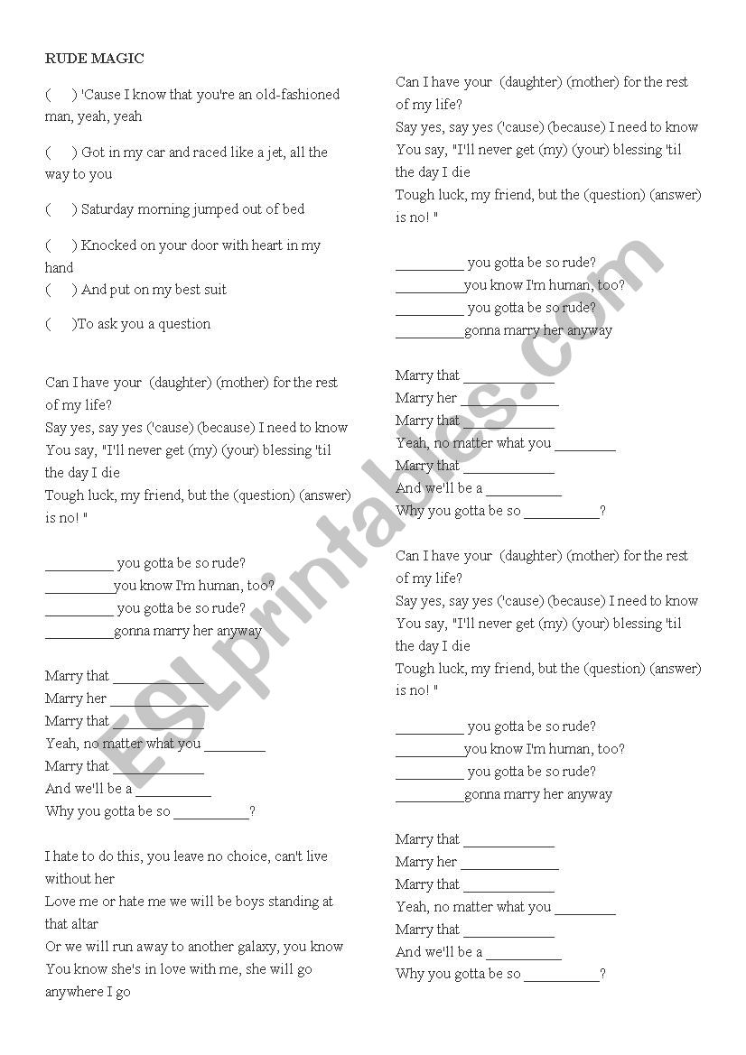 Music worksheet