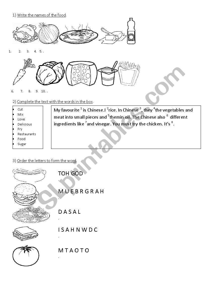 Food worksheet