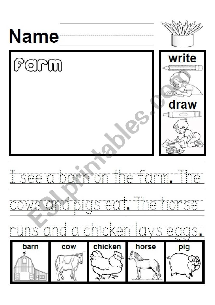 Farm Writing and Drawing worksheet