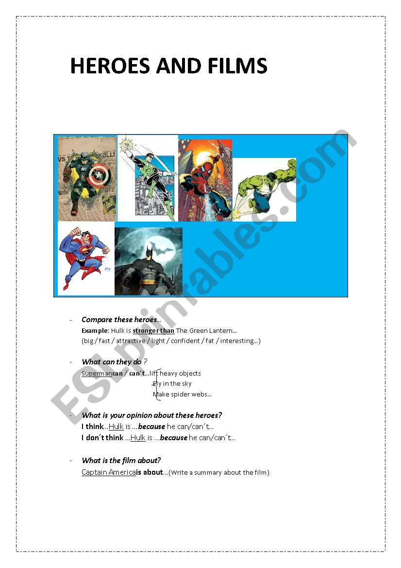 Super Heroes worksheet