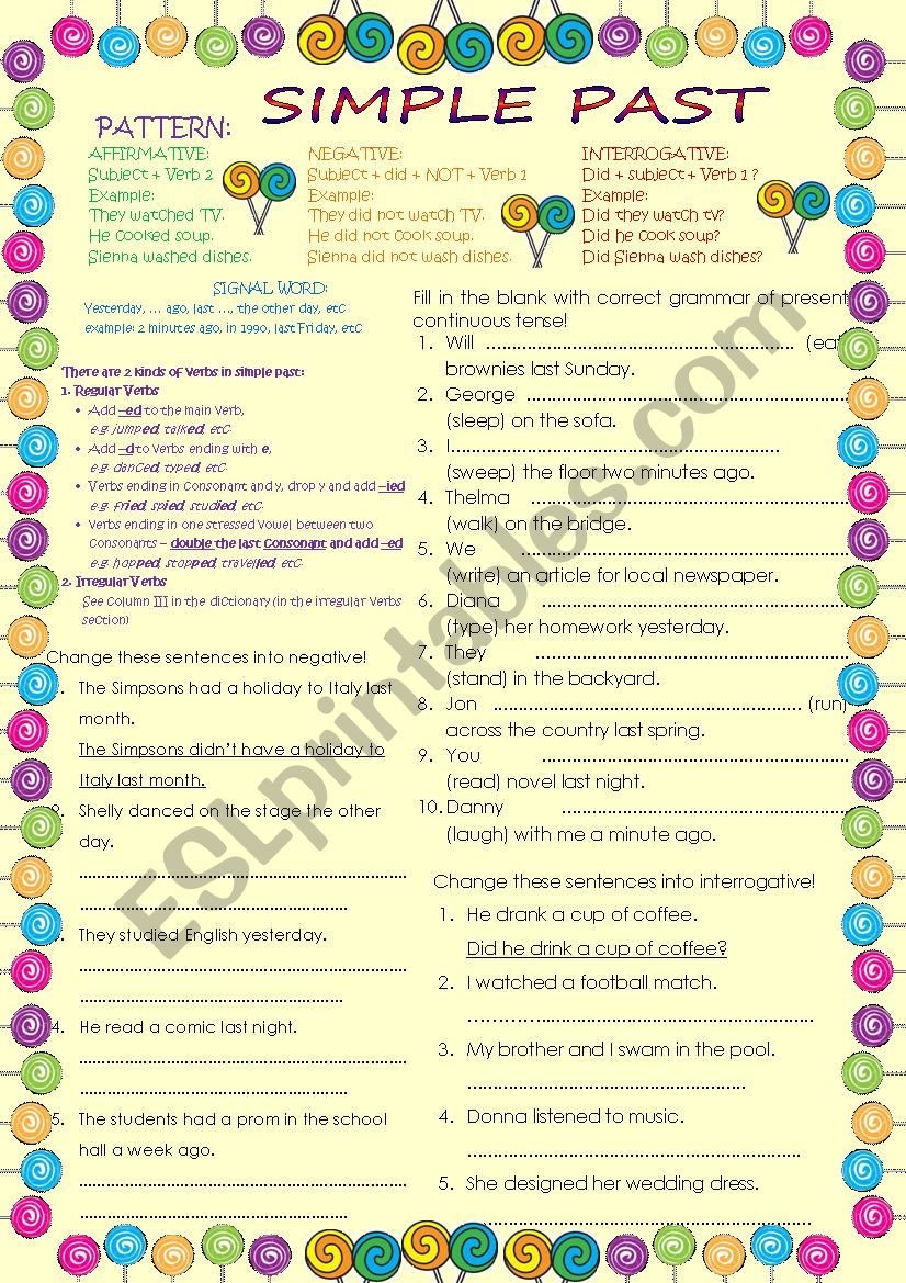 SIMPLE PAST TENSE worksheet