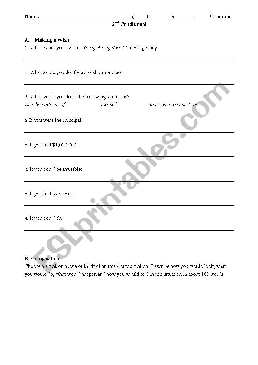 grammar - second conditional worksheet