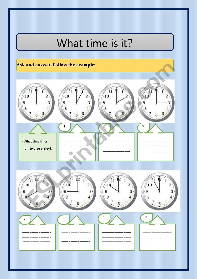 What time is it? worksheet