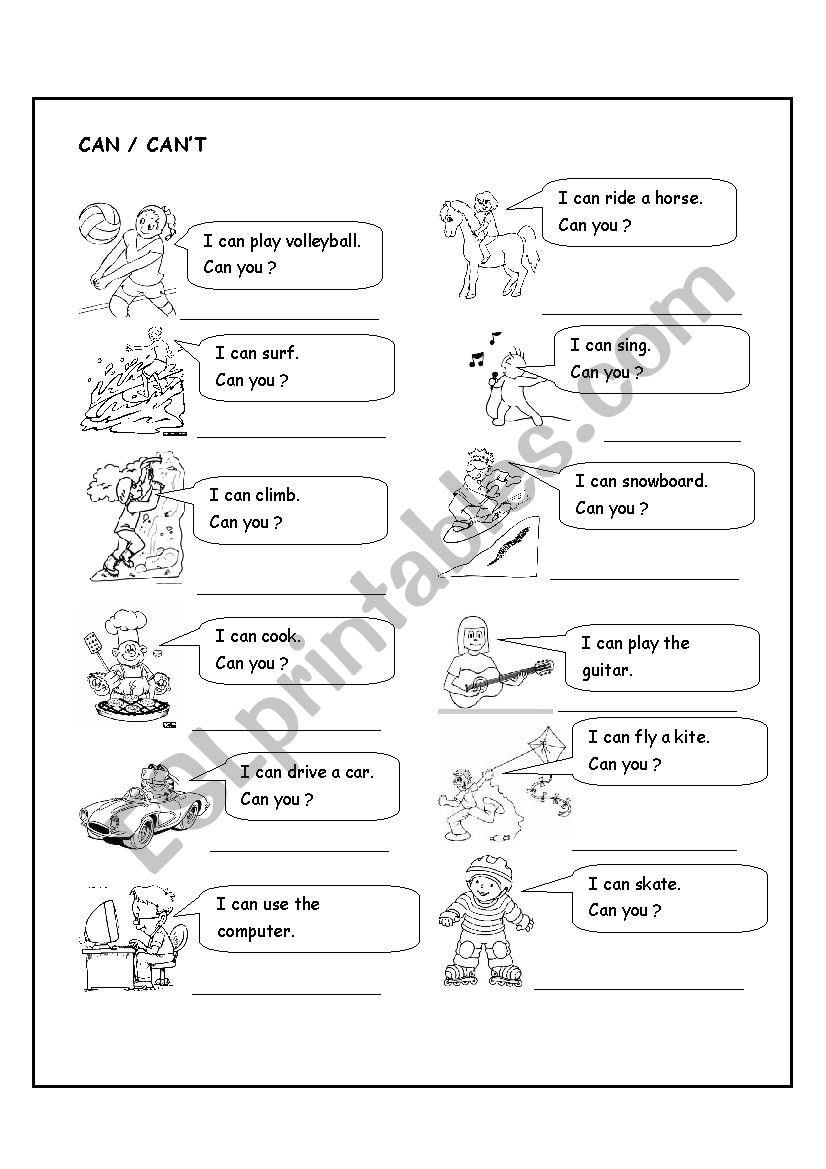 Can you? worksheet