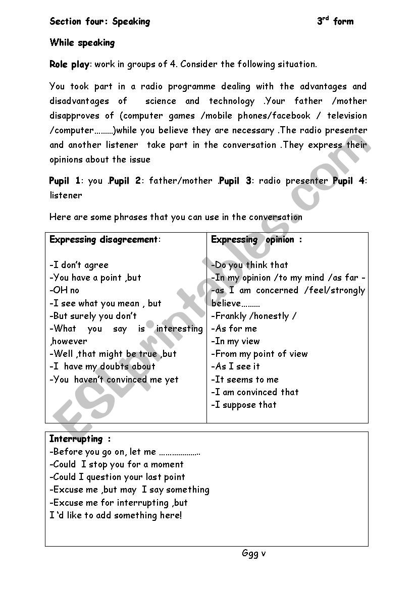 role play worksheet