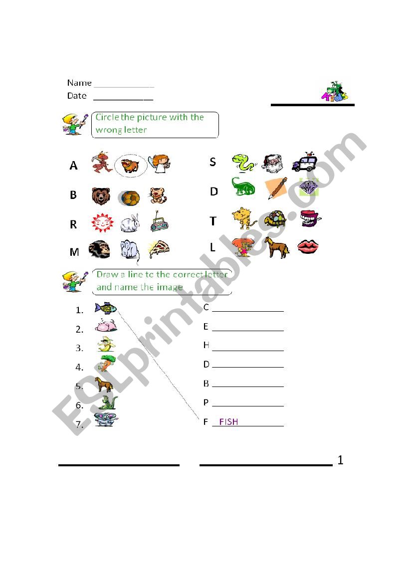 kids practice worksheet