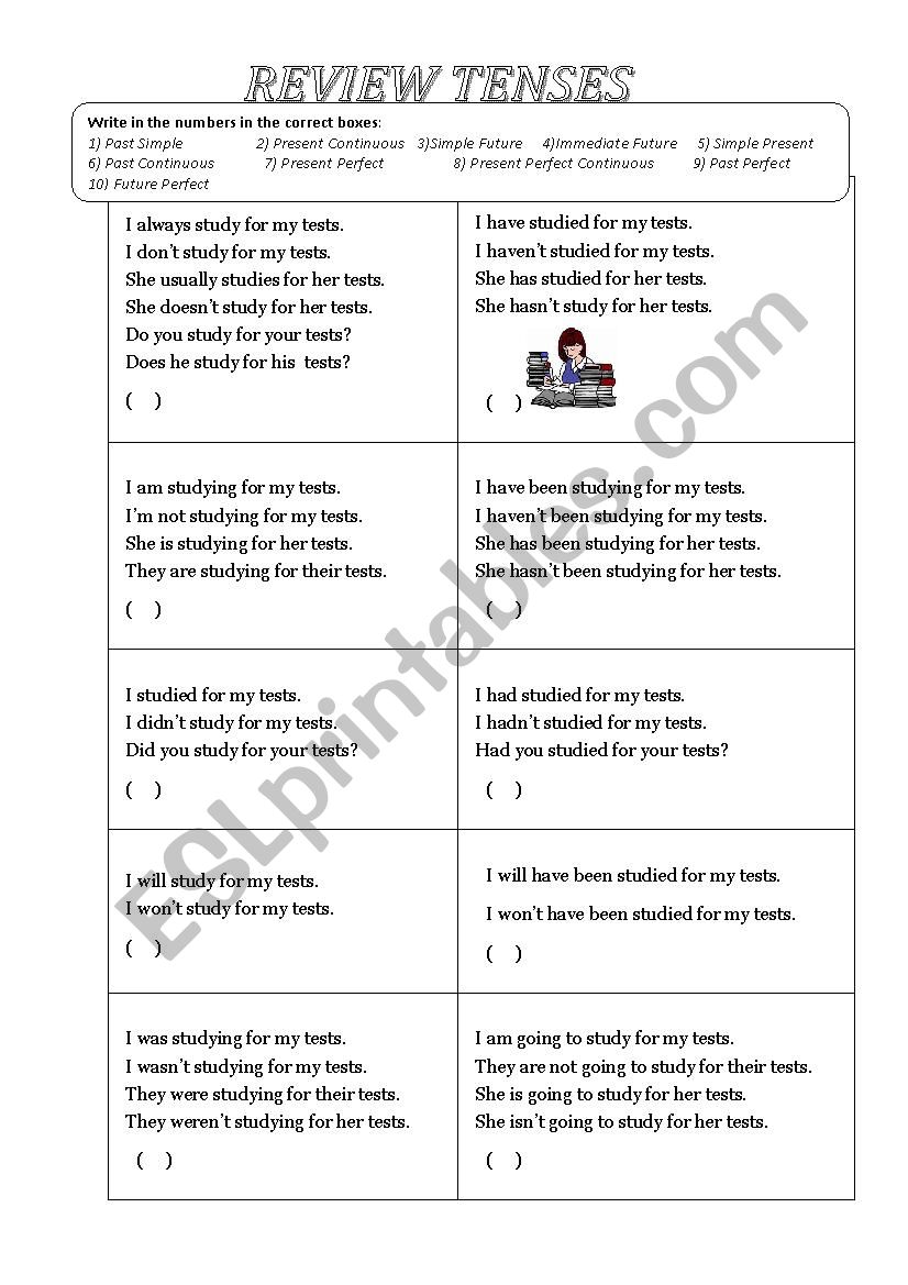 Review tenses worksheet