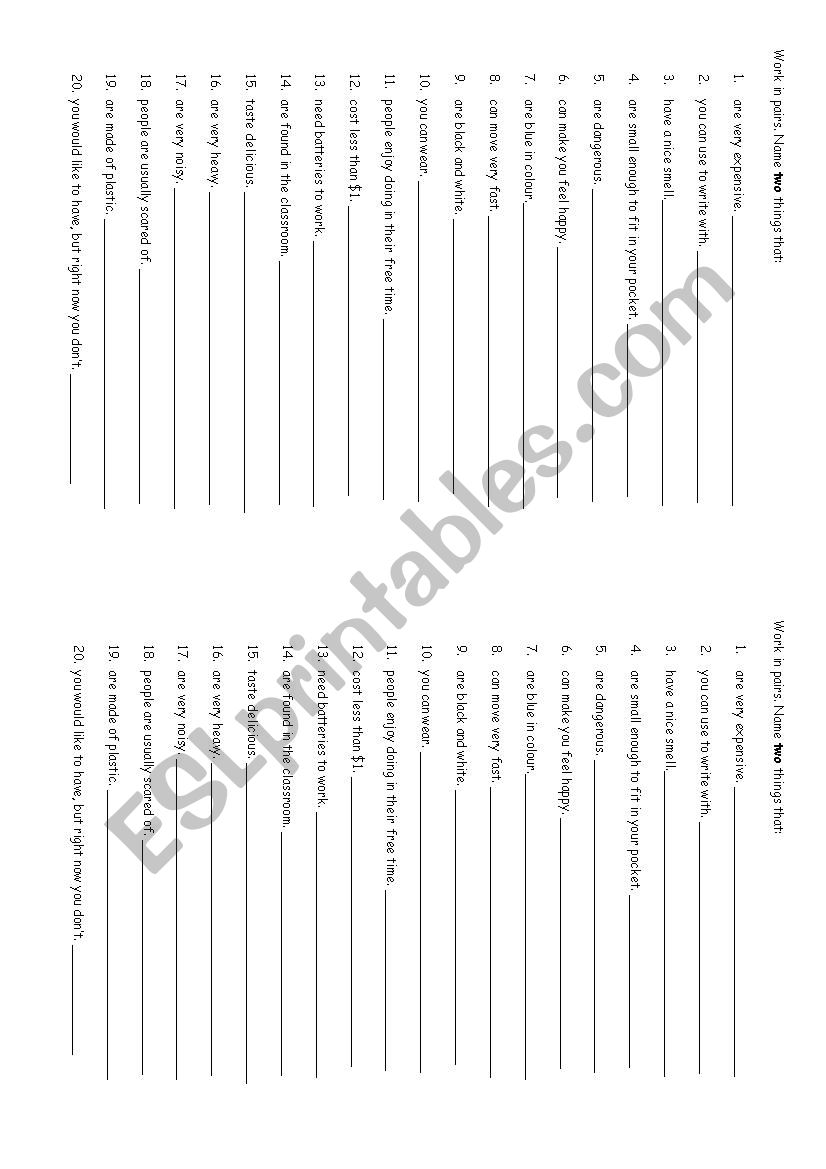 Vocabulary practice activity worksheet