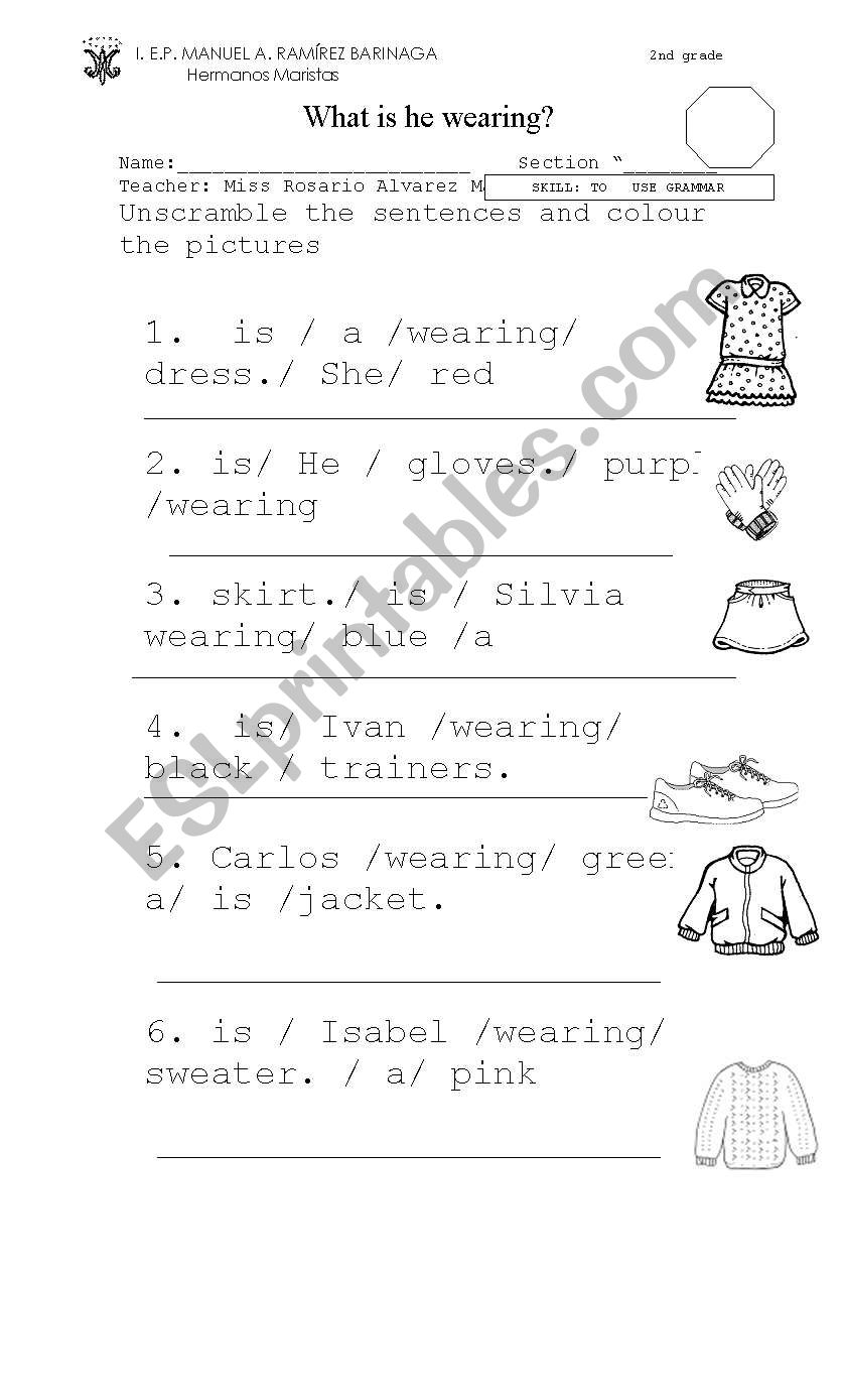 What is he wearing? worksheet