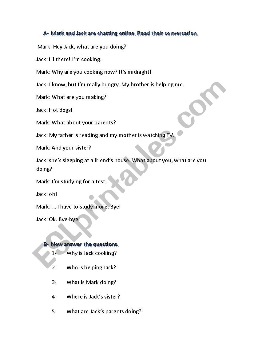 Chatting online worksheet