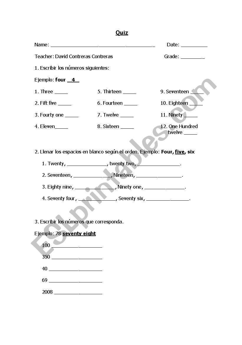 numbers practice worksheet